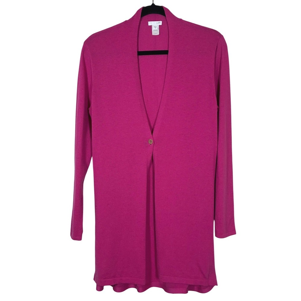J. Jill Pink Wool Blend Longline Single Button Cardigan Sweater M Barbiecore